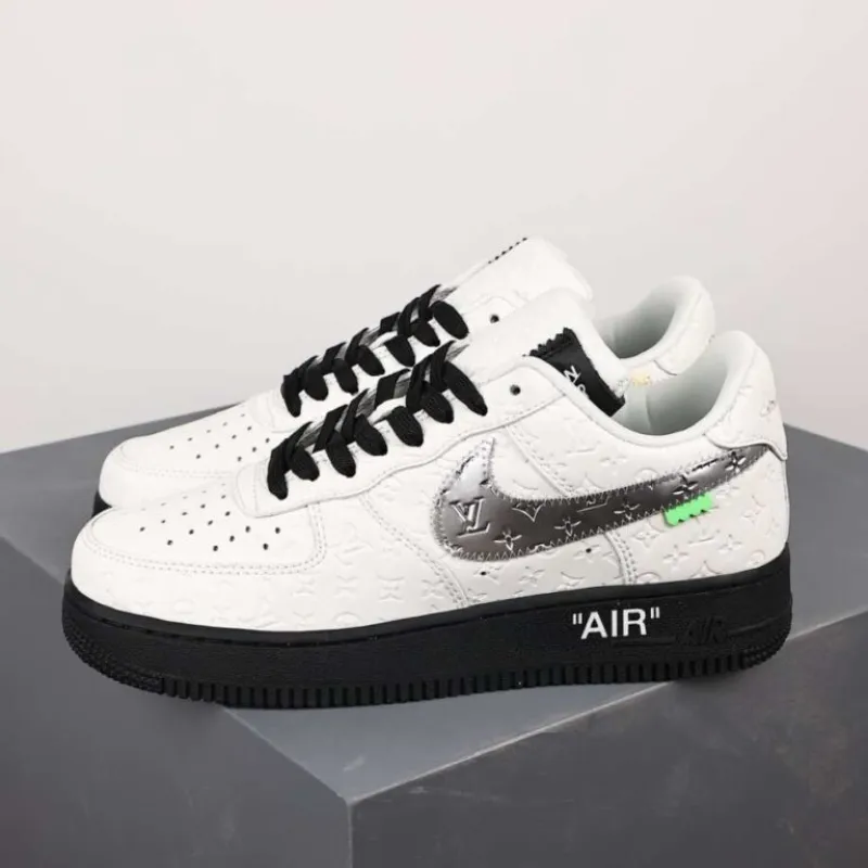 PK God Batch Louis Vuitton x Nike Air Force Low White Black Silver