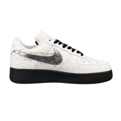 PK God Batch Louis Vuitton x Nike Air Force Low White Black Silver 01