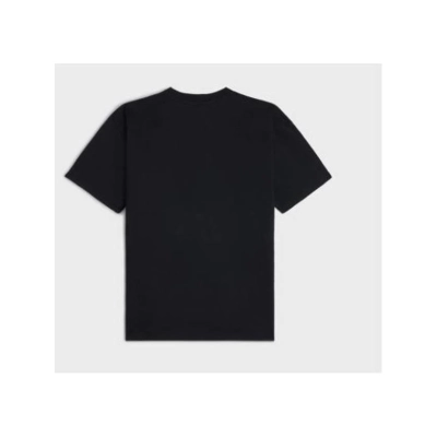 Celine Logo Print Cotton Short Sleeve T-shirt Black 02
