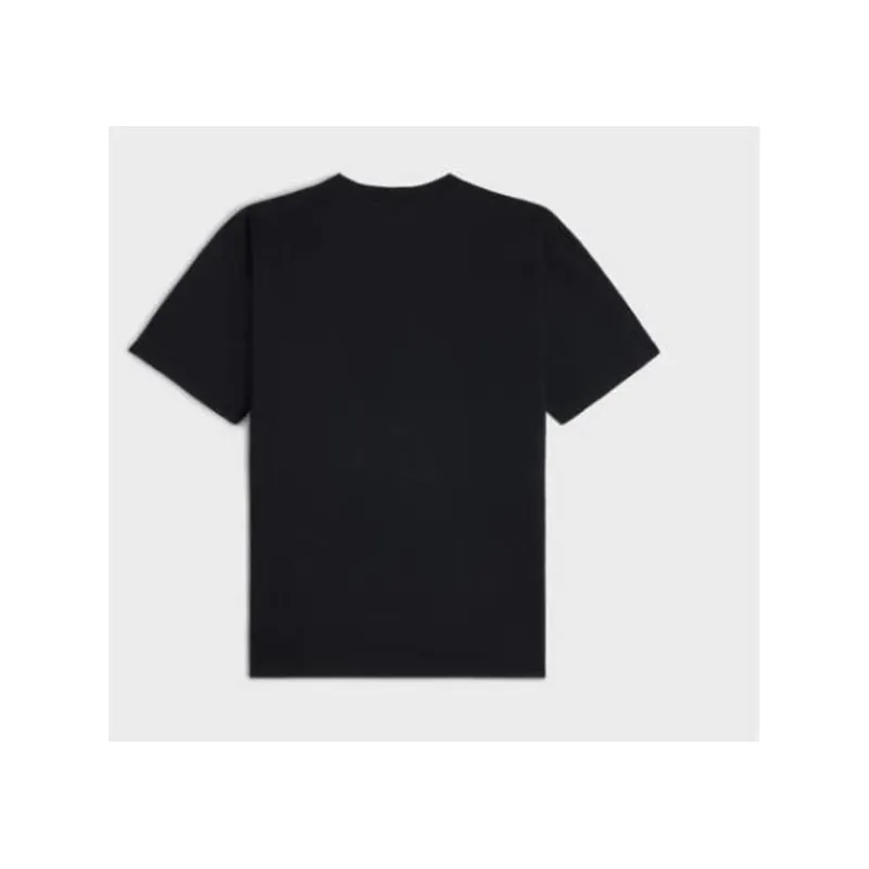 Celine Logo Print Cotton Short Sleeve T-shirt Black