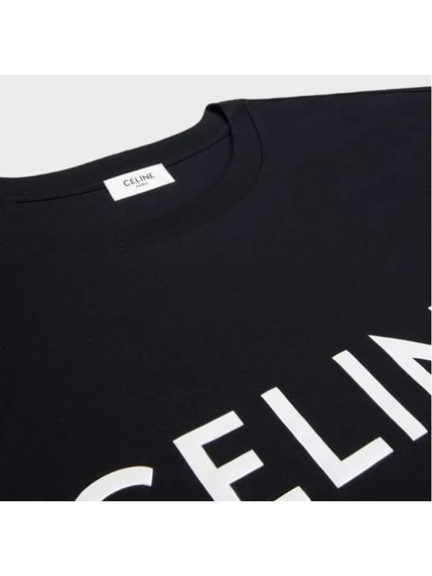Celine Logo Print Cotton Short Sleeve T-shirt Black
