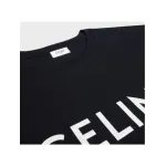 Celine Logo Print Cotton Short Sleeve T-shirt Black