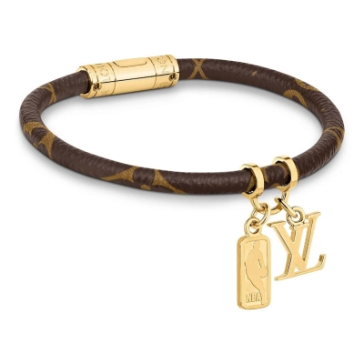 Louis Vuitton x NBA Hang It Leather Bracelet Monogram Brown 02