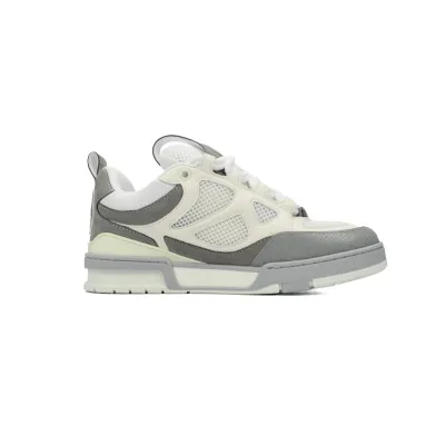 PK God Batch LOUIS VUITTON Leather lace up Fashionable Board Shoes White Gray 1ACQP4 02