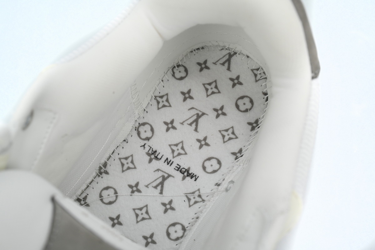 PK God Batch LOUIS VUITTON Leather lace up Fashionable Board Shoes White Gray 1ACQP4