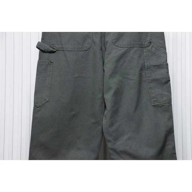 Carhartt washed distressed knee-length canvas overalls lumberjack pants