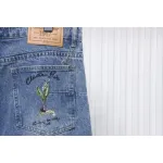 Dior CD embroidered letters plant flowers couple washed jeans