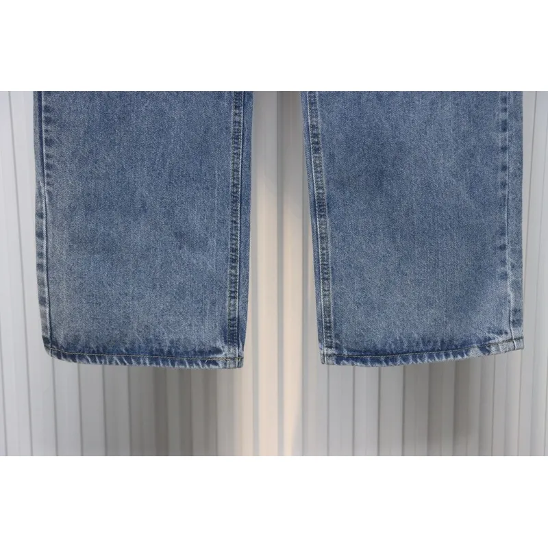 Dior CD embroidered letters plant flowers couple washed jeans