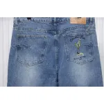 Dior CD embroidered letters plant flowers couple washed jeans