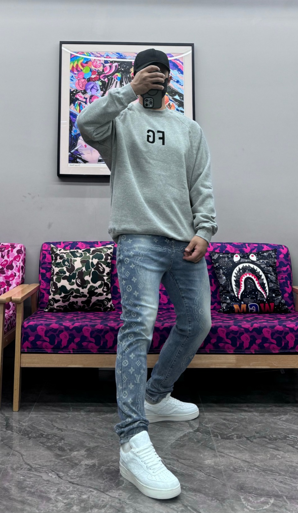 Fear of God FOG double line 24FW FG lettering round neck hoodie