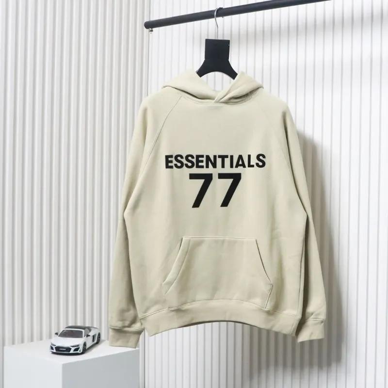 Fear of God FOG essential double line flocked 77 print hooded sweatshirt