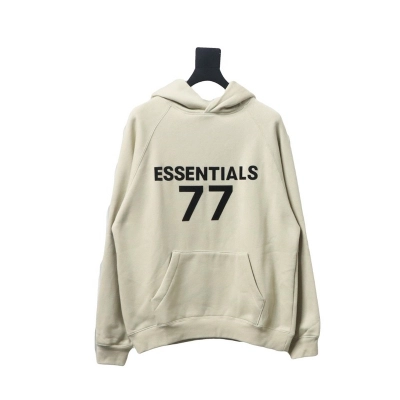 Fear of God FOG essential double line flocked 77 print hooded sweatshirt 01