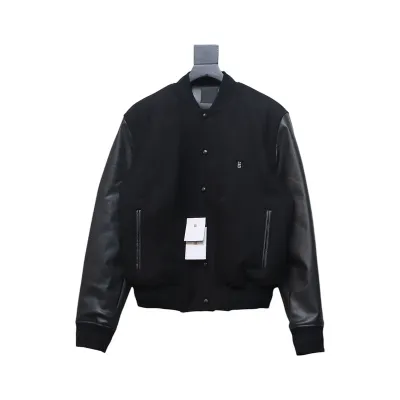 Givenchy GVC 4G Logo Leather Baseball Jacket 01