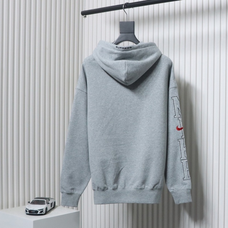 NIKE x SUPREME Nike SUP joint arm embroidery hooded sweatshirt hoodie gray