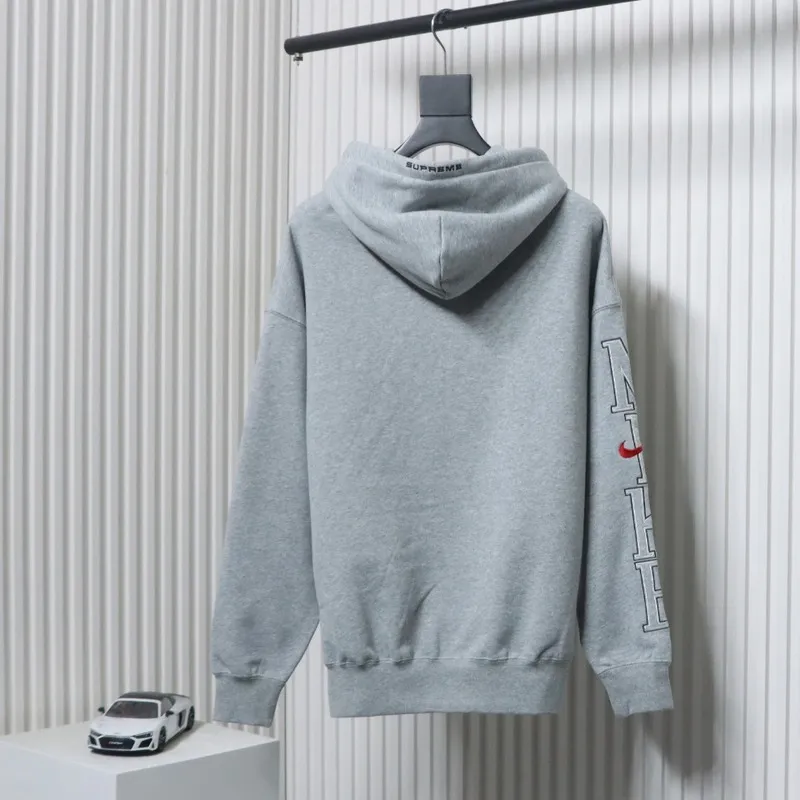 NIKE x SUPREME Nike SUP joint arm embroidery hooded sweatshirt hoodie gray