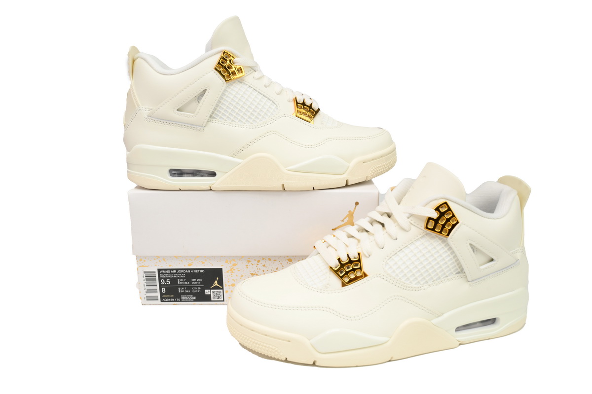 PK God Batch Air Jordan 4 Sail Metallic Gold AQ9129-170