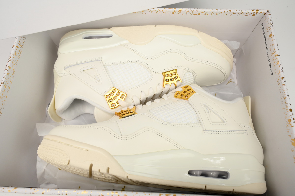 PK God Batch Air Jordan 4 Sail Metallic Gold AQ9129-170
