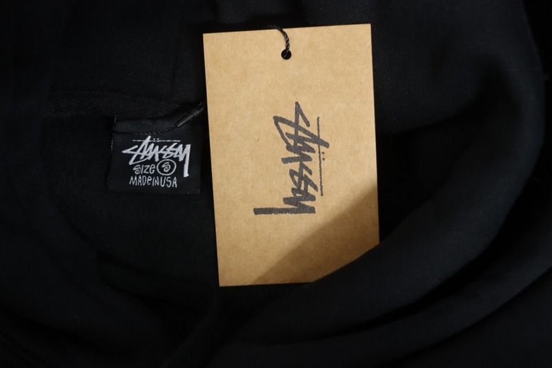 Stussy Logo Embroidered Hoodie black