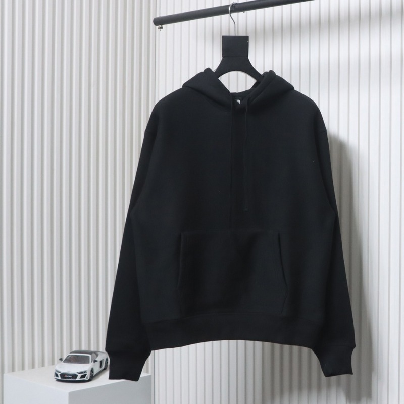 Stussy Logo Embroidered Hoodie black