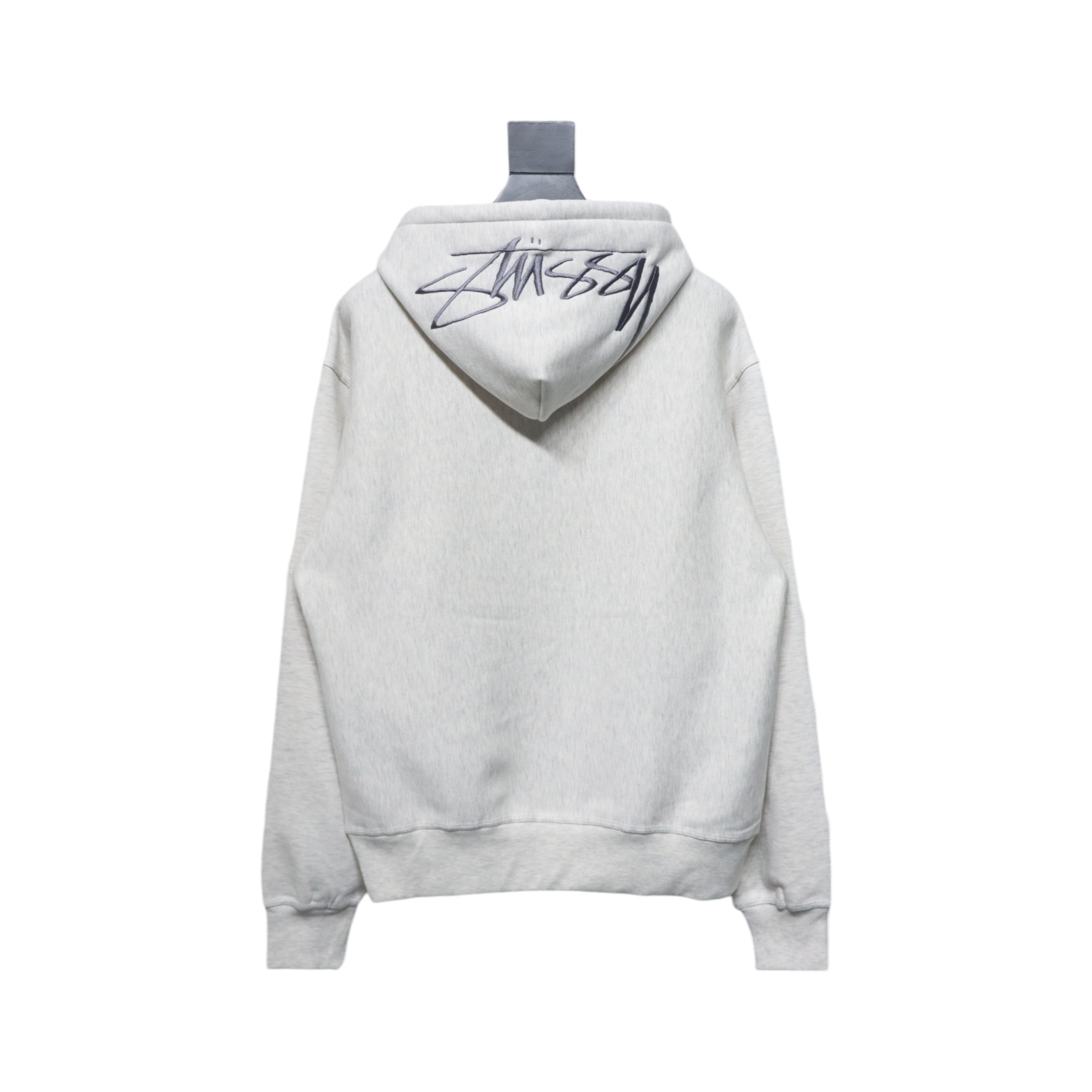 Stussy Logo Embroidered Hoodie gray