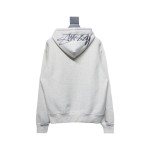 Stussy Logo Embroidered Hoodie gray