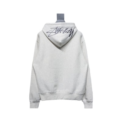 Stussy Logo Embroidered Hoodie gray 01