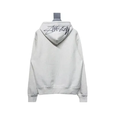 Stussy Logo Embroidered Hoodie gray 01