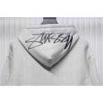 Stussy Logo Embroidered Hoodie gray