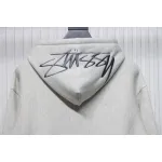 Stussy Logo Embroidered Hoodie gray