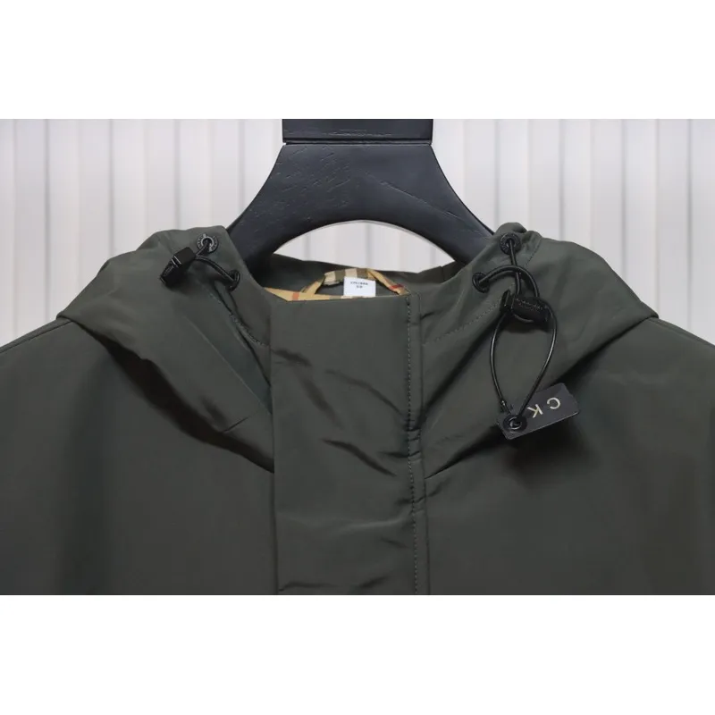 Burberry Horse Logo on Arm Plus Cotton Olive Green Hooded Jacket