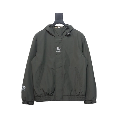 Burberry Horse Logo on Arm Plus Cotton Olive Green Hooded Jacket 01