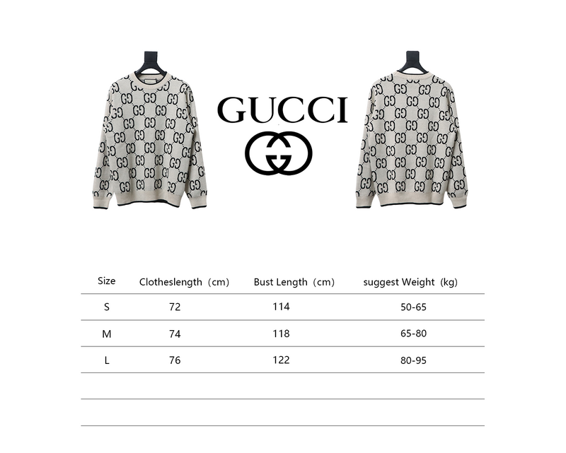 Gucci Classic Double G Jacquard Sweater White