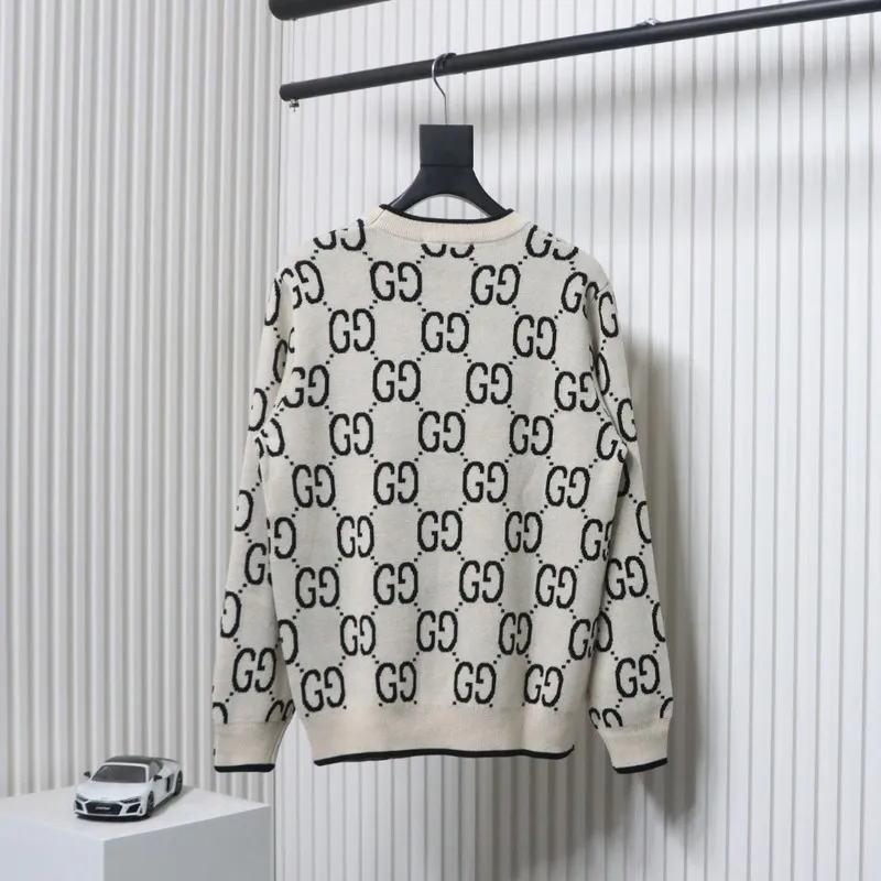 Gucci Classic Double G Jacquard Sweater White