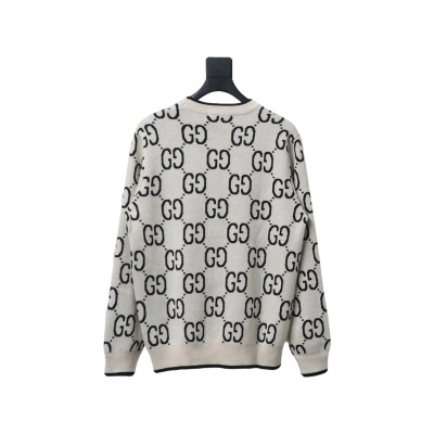 Gucci Classic Double G Jacquard Sweater White 01