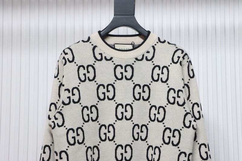 Gucci Classic Double G Jacquard Sweater White