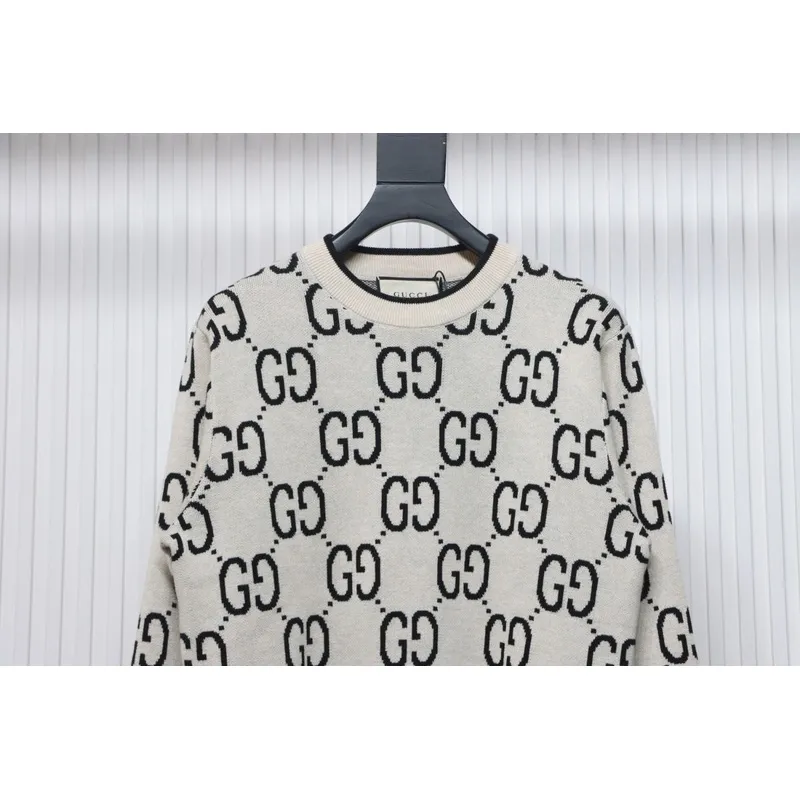 Gucci Classic Double G Jacquard Sweater White