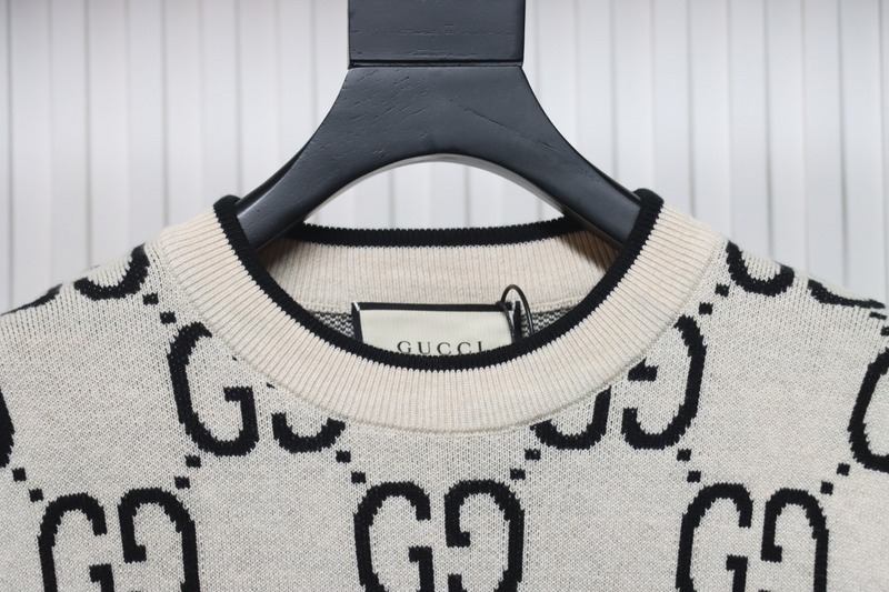 Gucci Classic Double G Jacquard Sweater White