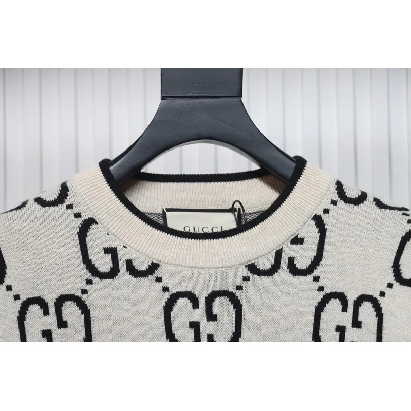 Gucci Classic Double G Jacquard Sweater White
