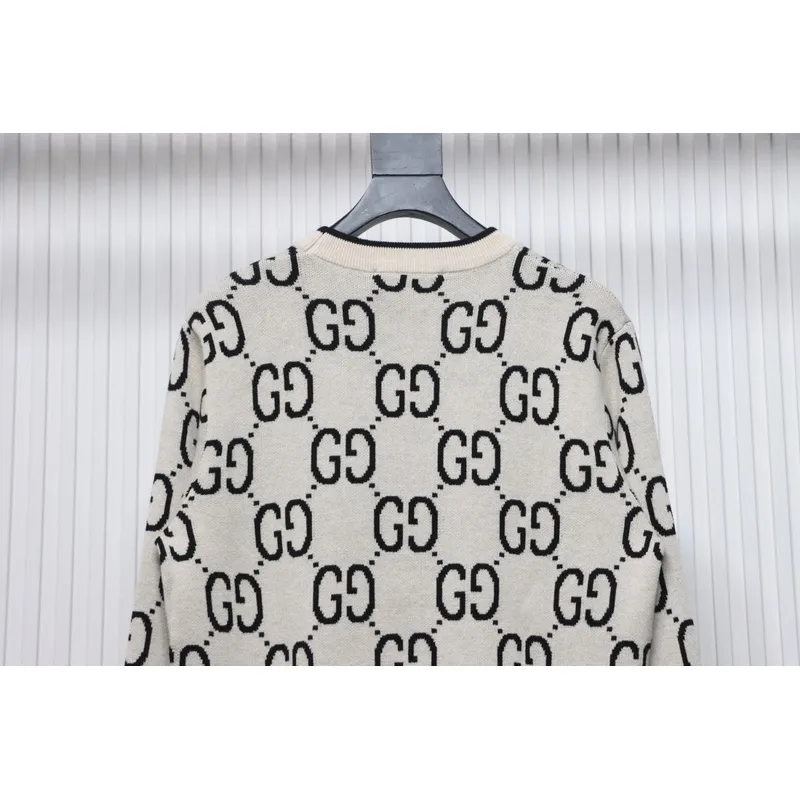Gucci Classic Double G Jacquard Sweater White