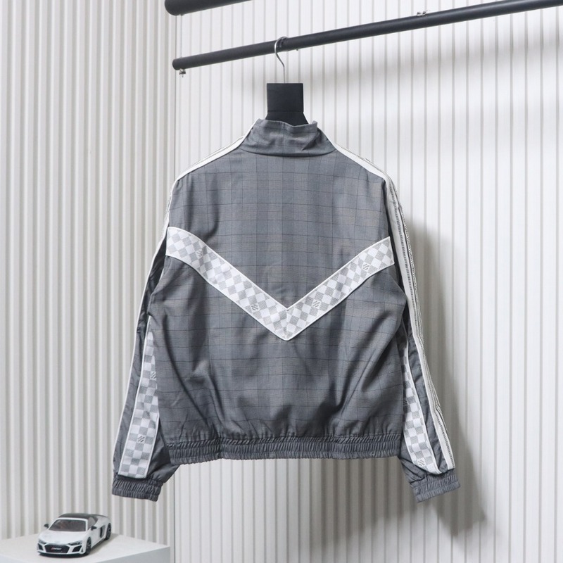 Louis Vuitton wool check webbing waist jacket