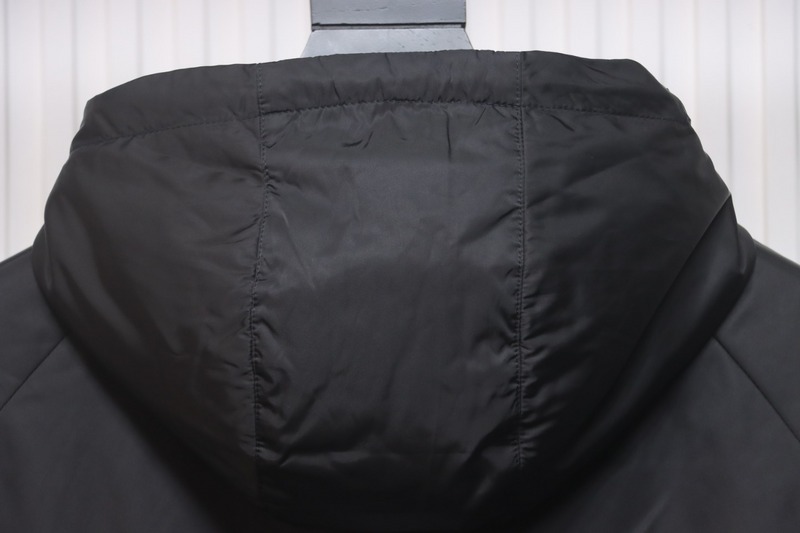 Moncler Black cotton hooded jacket with logo print on front and back