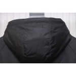 Moncler Black cotton hooded jacket with logo print on front and back