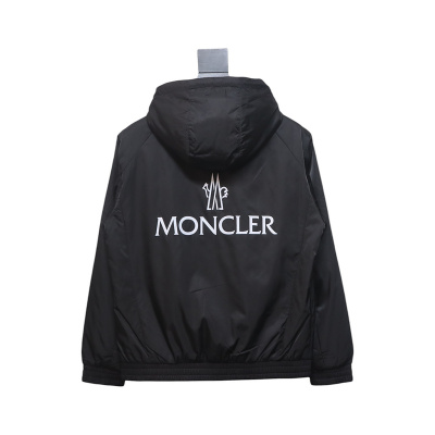 Moncler Black cotton hooded jacket with logo print on front and back 02