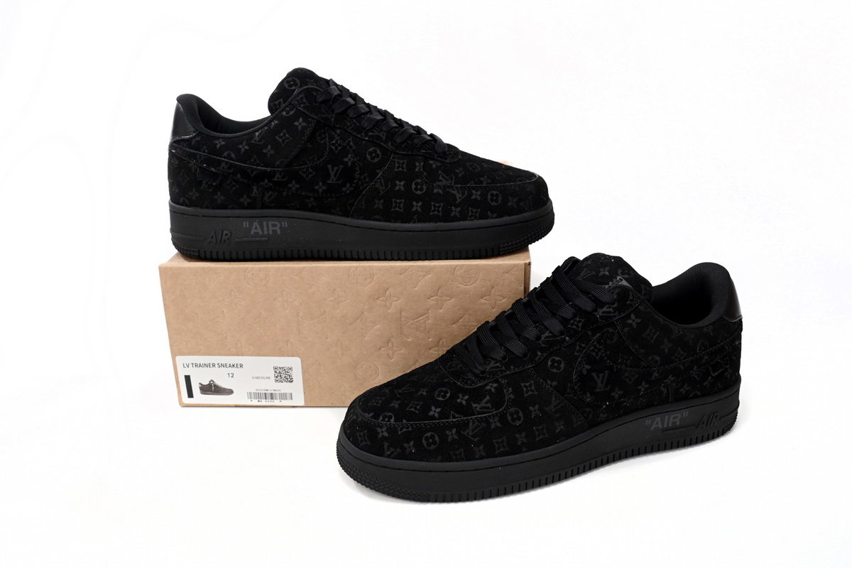 PK GOD BATCH LOUIS VUITTON x Nike Air Force 1 All Black 1A9VD7