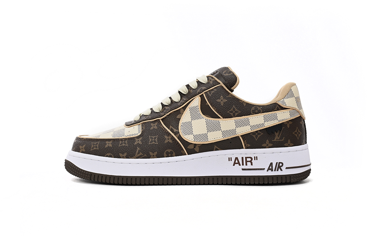 PK God Batch LOUIS VUITTON x Nike Air Force 1 Coffee