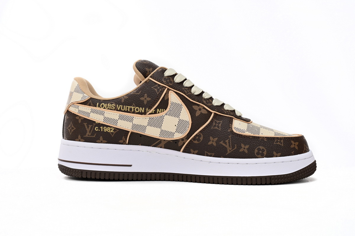 PK God Batch LOUIS VUITTON x Nike Air Force 1 Coffee