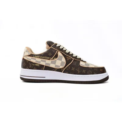 PK God Batch LOUIS VUITTON x Nike Air Force 1 Coffee 02