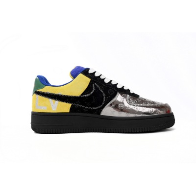 PK God Batch LOUIS VUITTON x Nike Air Force 1 Silver Yellow 1A9VCH 02