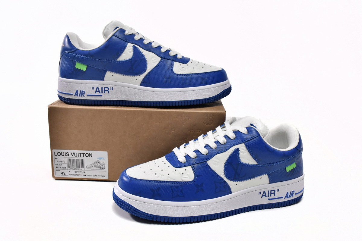 PK God Batch LOUIS VUITTON x Nike Air Force 1 White Blue 7108-5