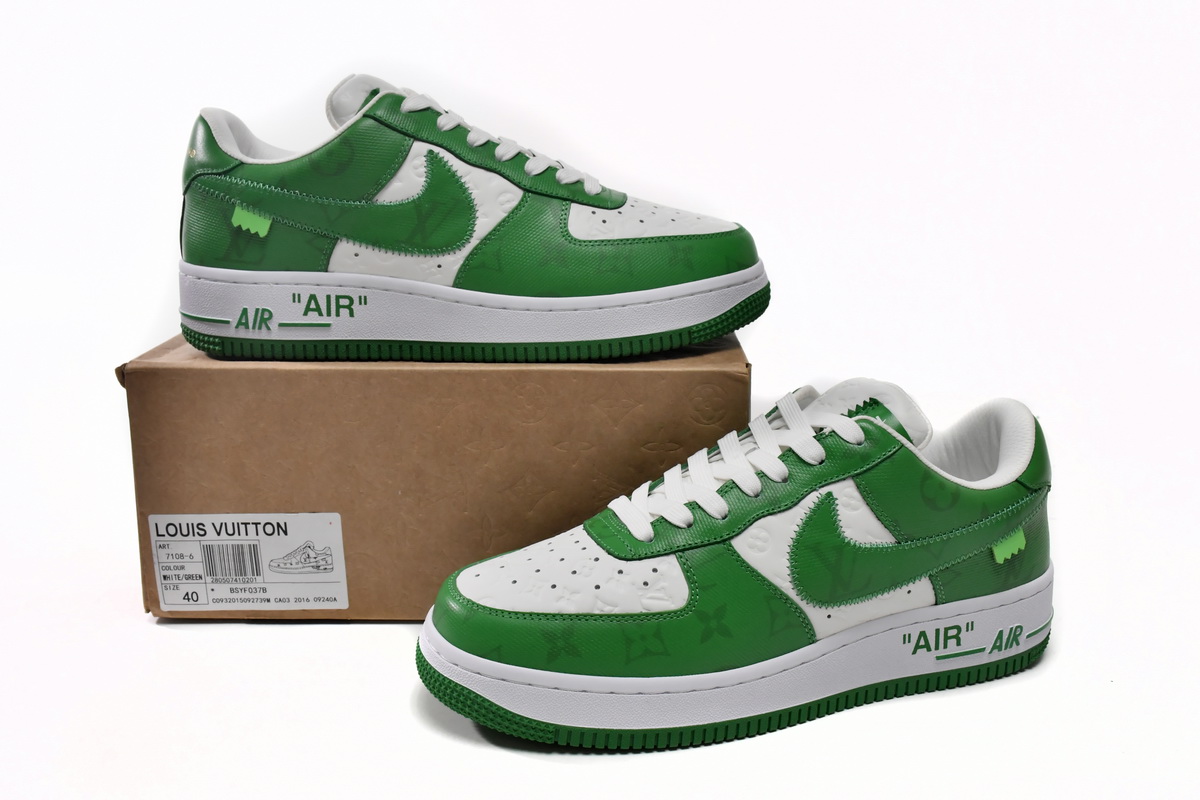 PK God Batch LOUIS VUITTON x Nike Air Force 1 White Green 7108-6